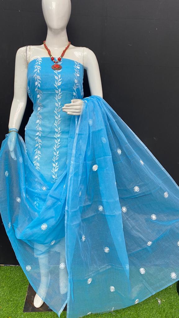 Pure Kota Doriya Embroidery work Unstitched Suit