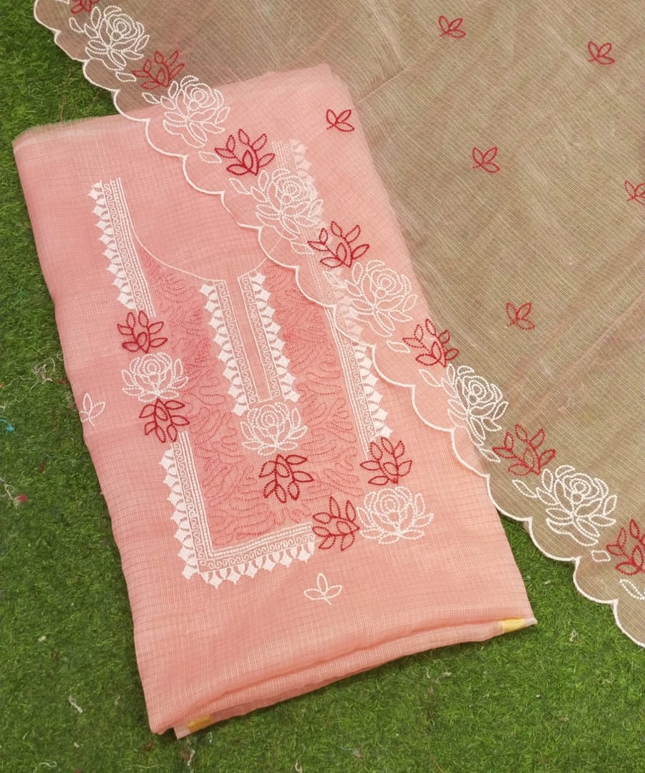 Pure Kota Doriya Embroidery work Unstitched Suit