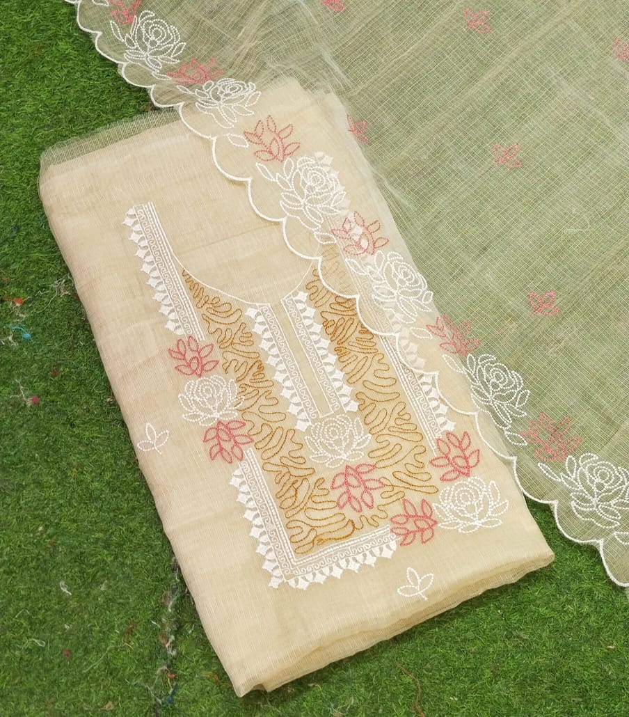 Pure Kota Doriya Embroidery work Unstitched Suit