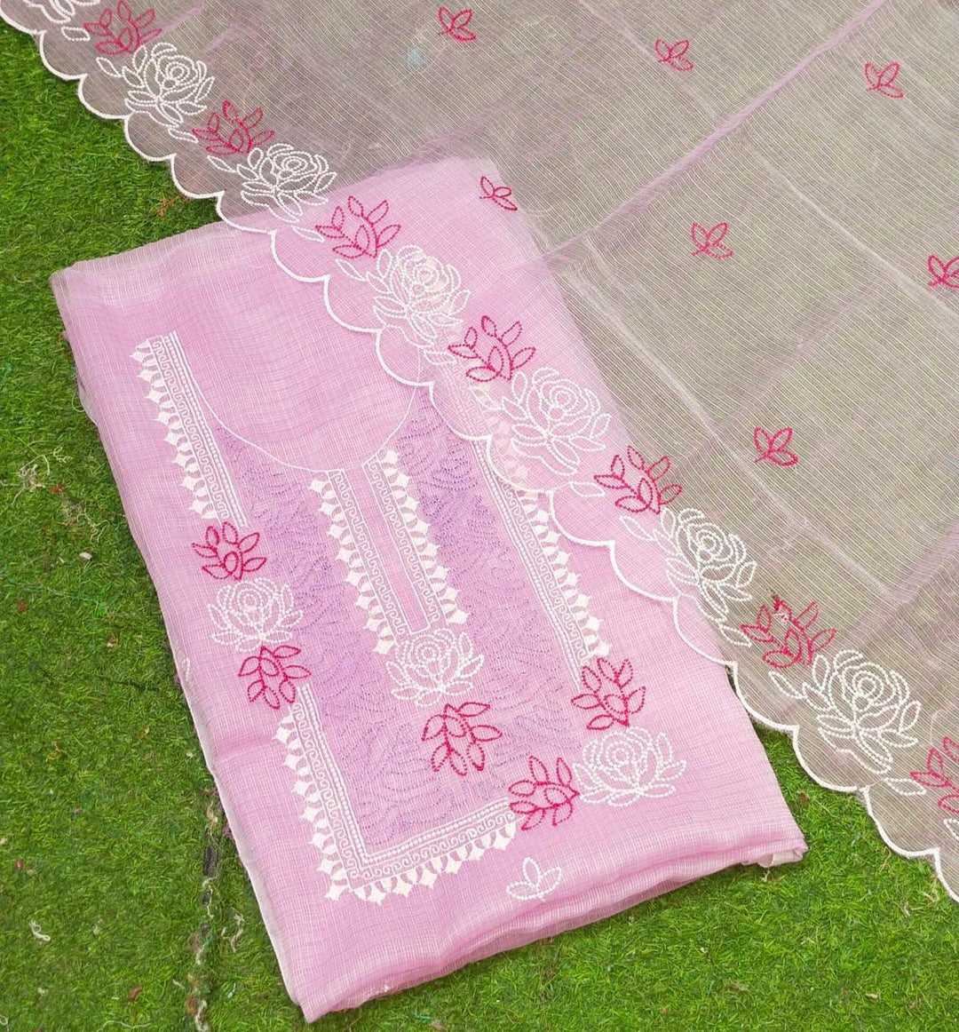 Pure Kota Doriya Embroidery work Unstitched Suit