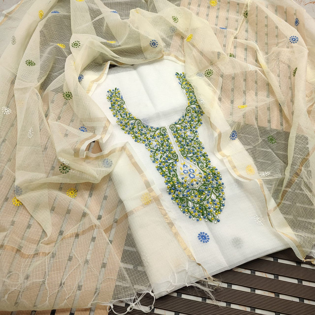 Pure Kota Doriya Embroidery work Unstitched Suit