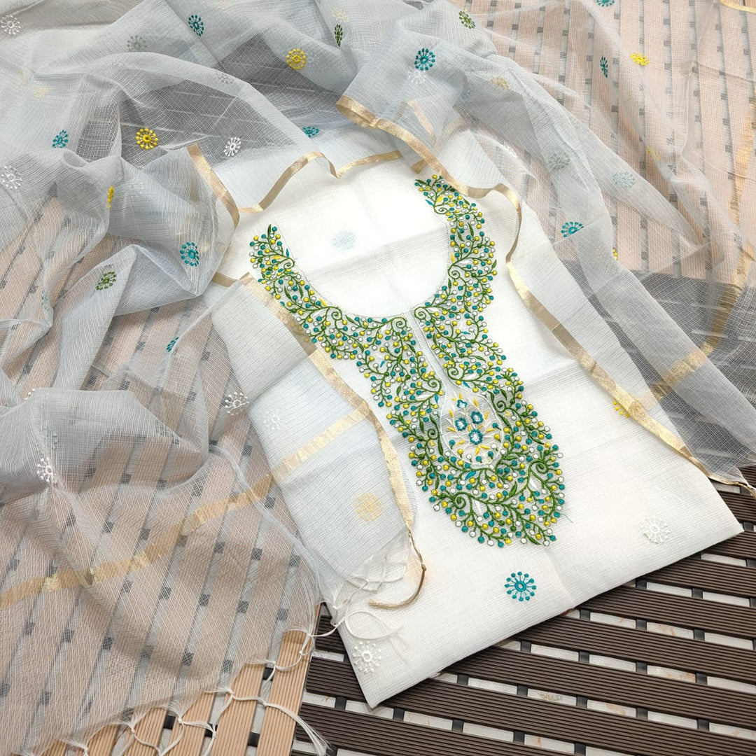 Pure Kota Doriya Embroidery work Unstitched Suit
