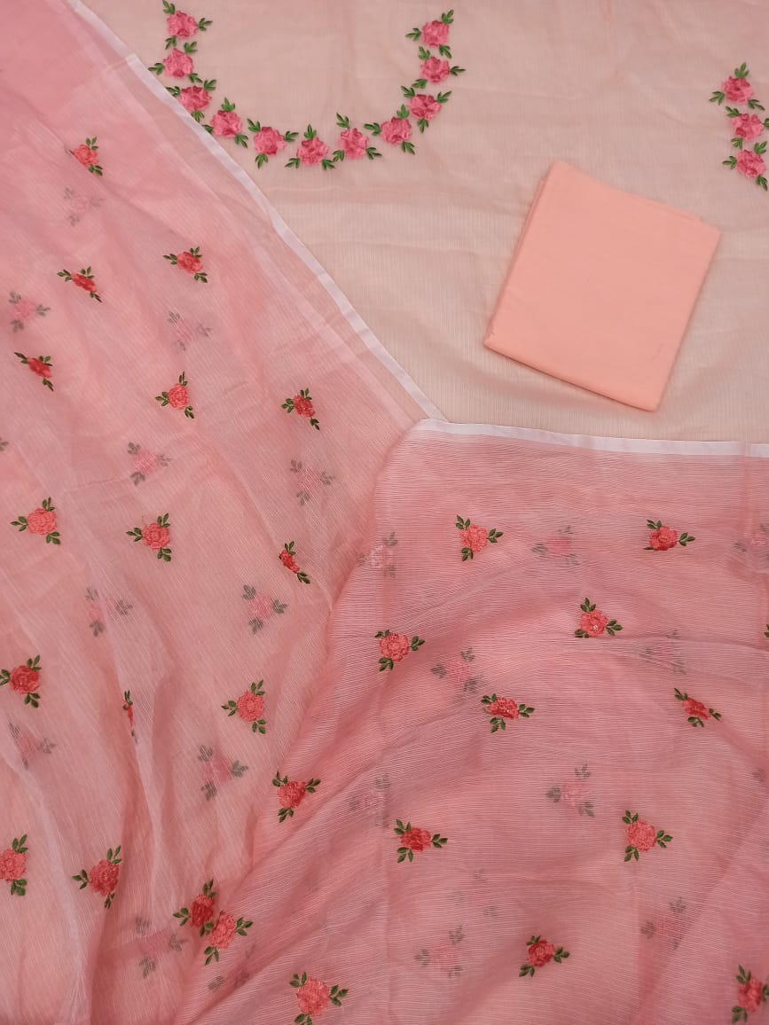 Pure Kota Doriya Embroidery work Unstitched Suit