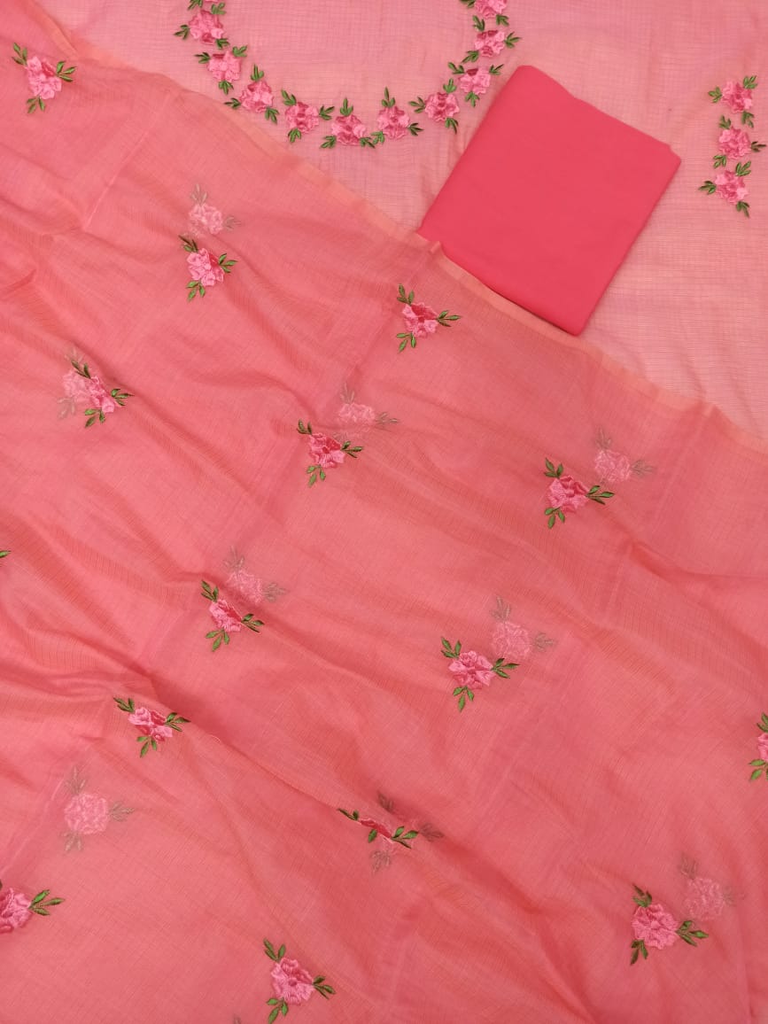 Pure Kota Doriya Embroidery work Unstitched Suit