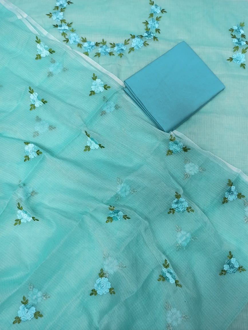 Pure Kota Doriya Embroidery work Unstitched Suit