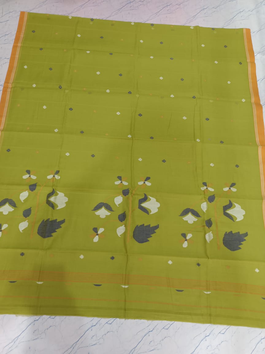 Pure Cotton 100 Count jamdani Saree Without Blouse