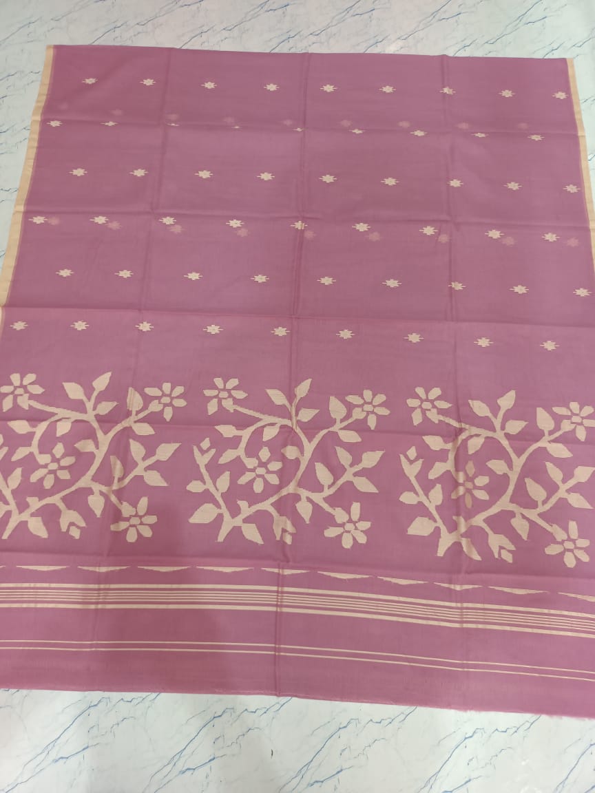 Pure Cotton 100 Count jamdani Saree Without Blouse