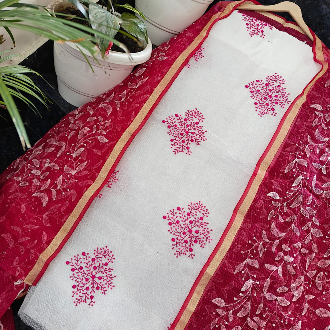 Pure Kota Doriya Embroidery work Unstitched Suit