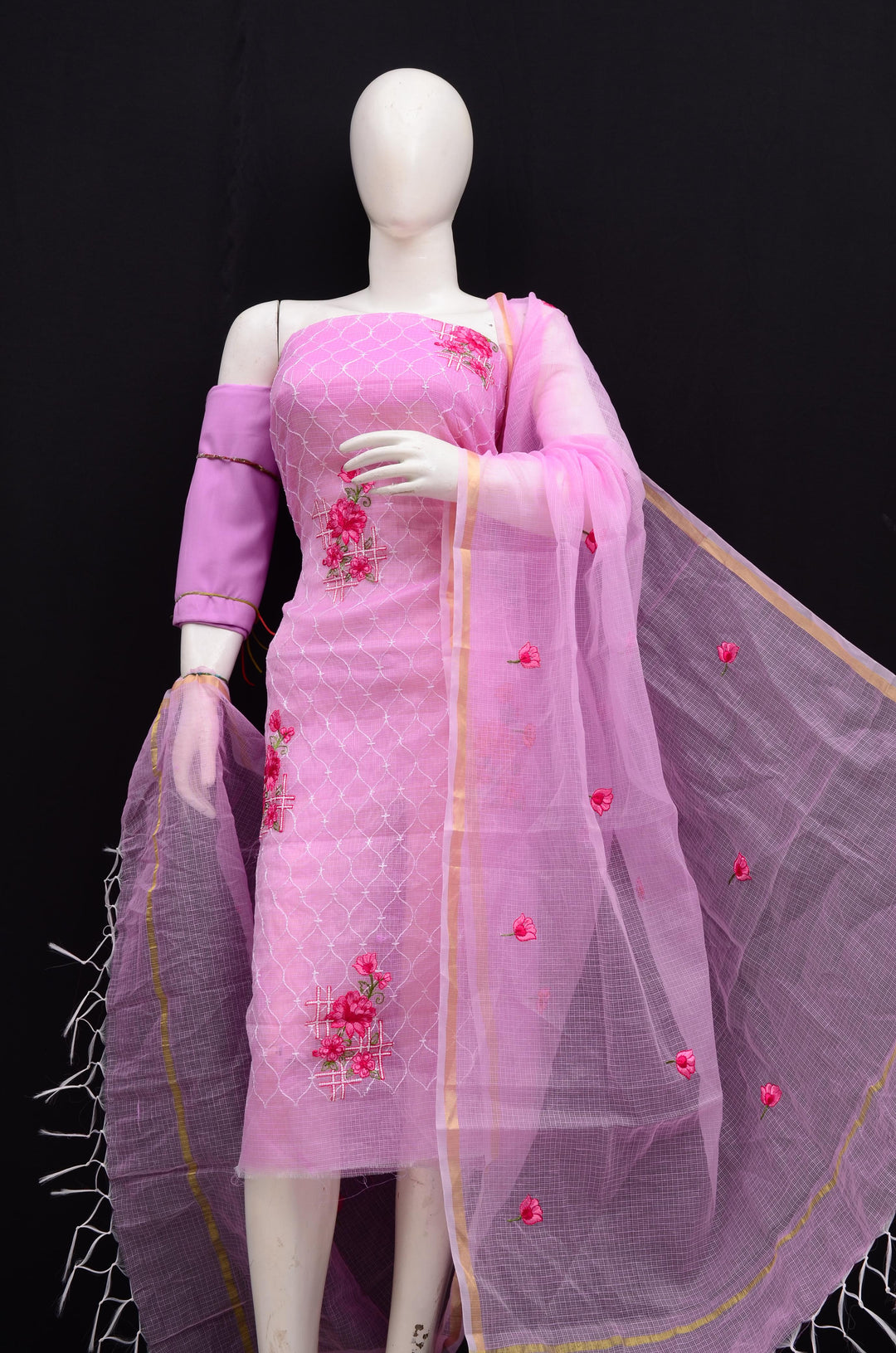 Pure Kota Doriya Embroidery work Unstitched Suit