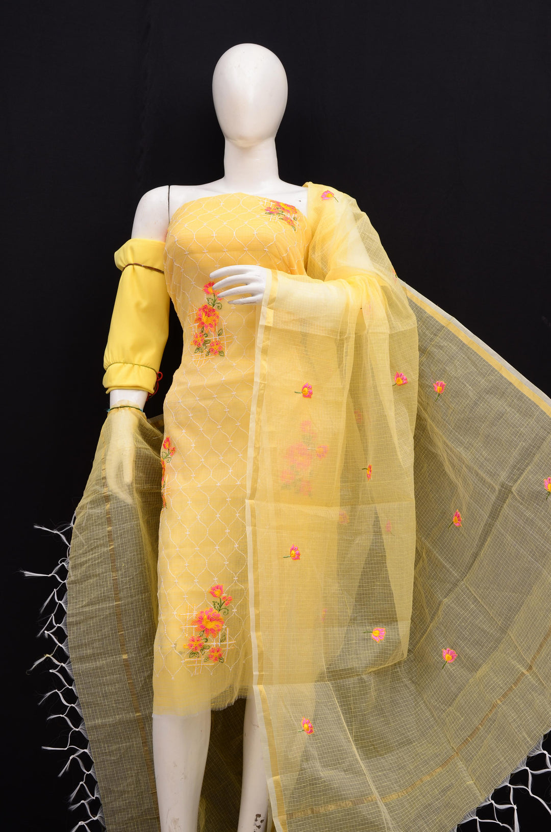 Pure Kota Doriya Embroidery work Unstitched Suit