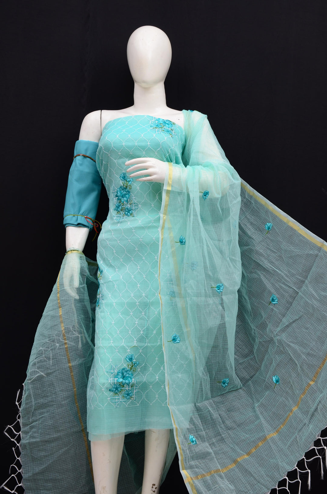 Pure Kota Doriya Embroidery work Unstitched Suit