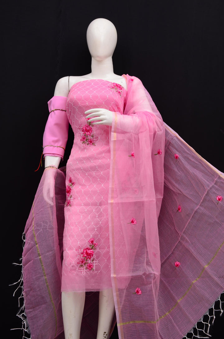 Pure Kota Doriya Embroidery work Unstitched Suit