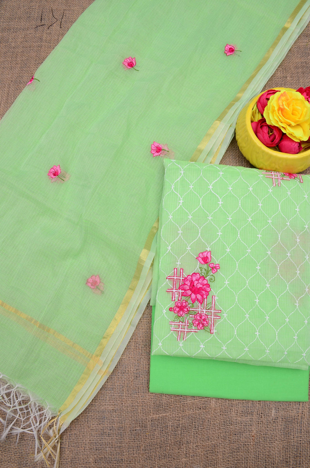 Pure Kota Doriya Embroidery work Unstitched Suit