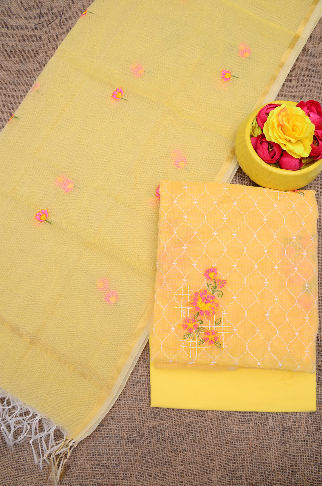 Pure Kota Doriya Embroidery work Unstitched Suit