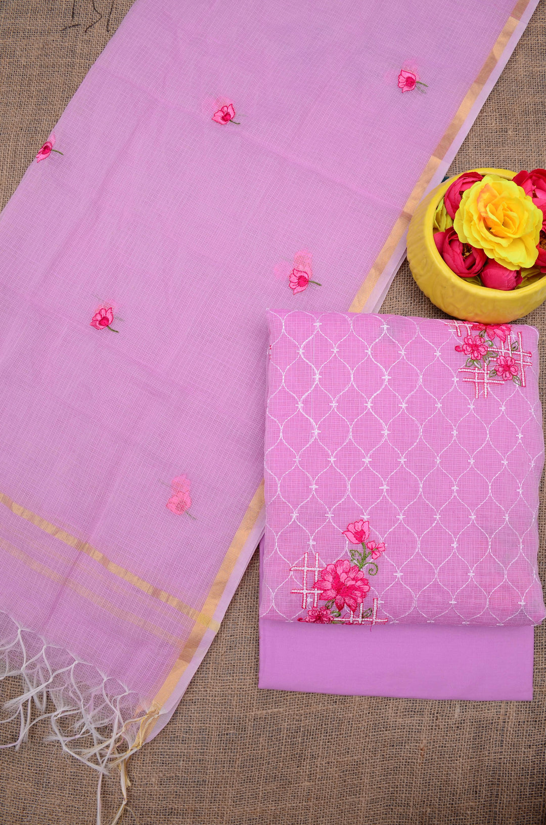 Pure Kota Doriya Embroidery work Unstitched Suit