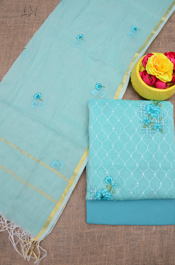 Pure Kota Doriya Embroidery work Unstitched Suit