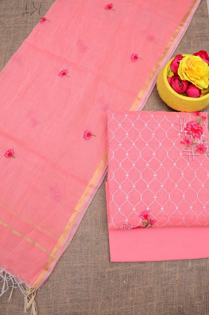 Pure Kota Doriya Embroidery work Unstitched Suit