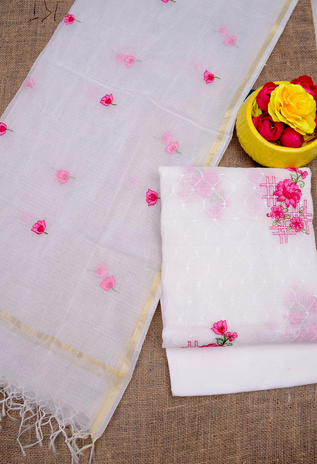 Pure Kota Doriya Embroidery work Unstitched Suit