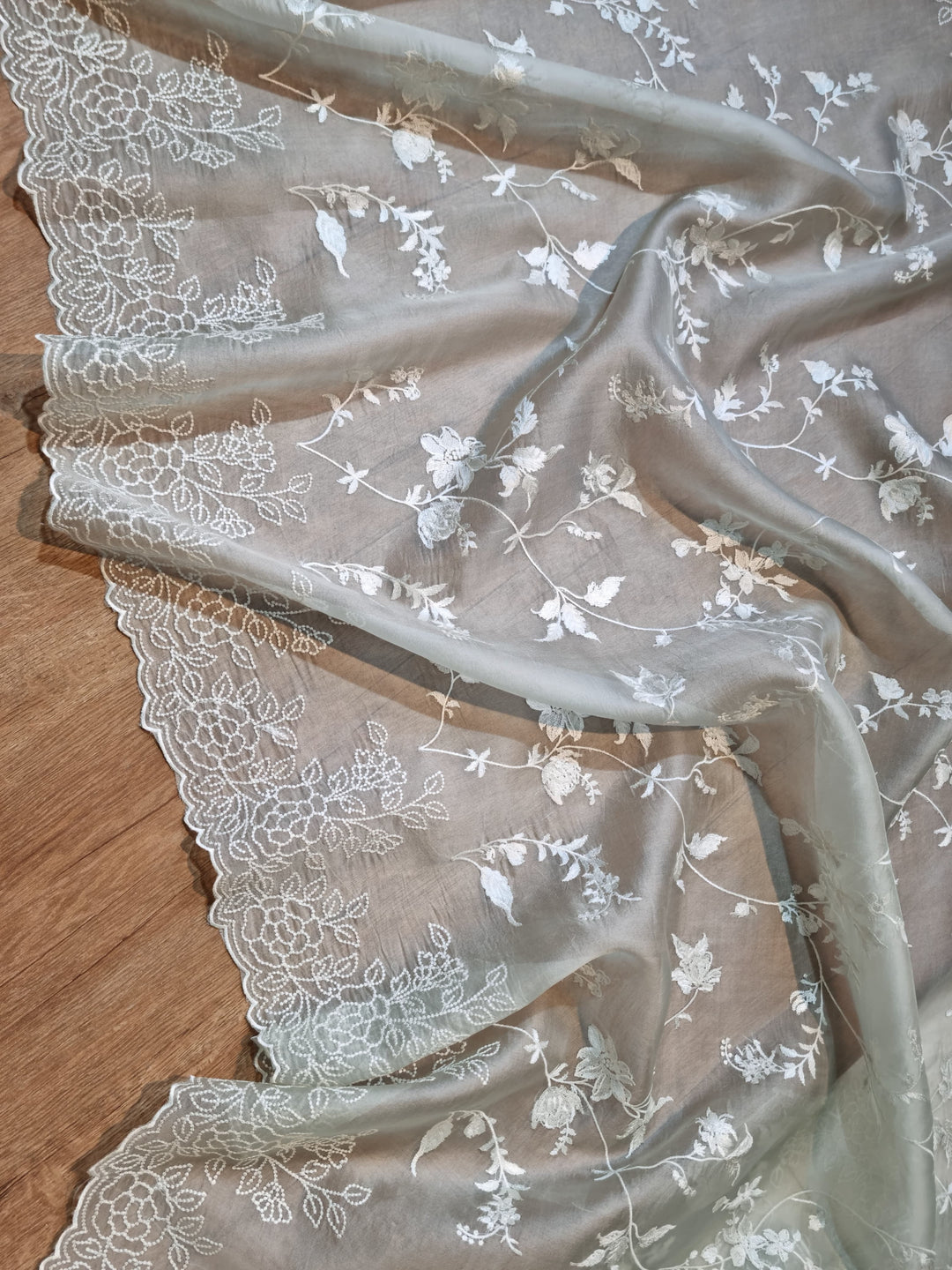 Pure Organza silk Embroidery & Cut work unstitched Suit