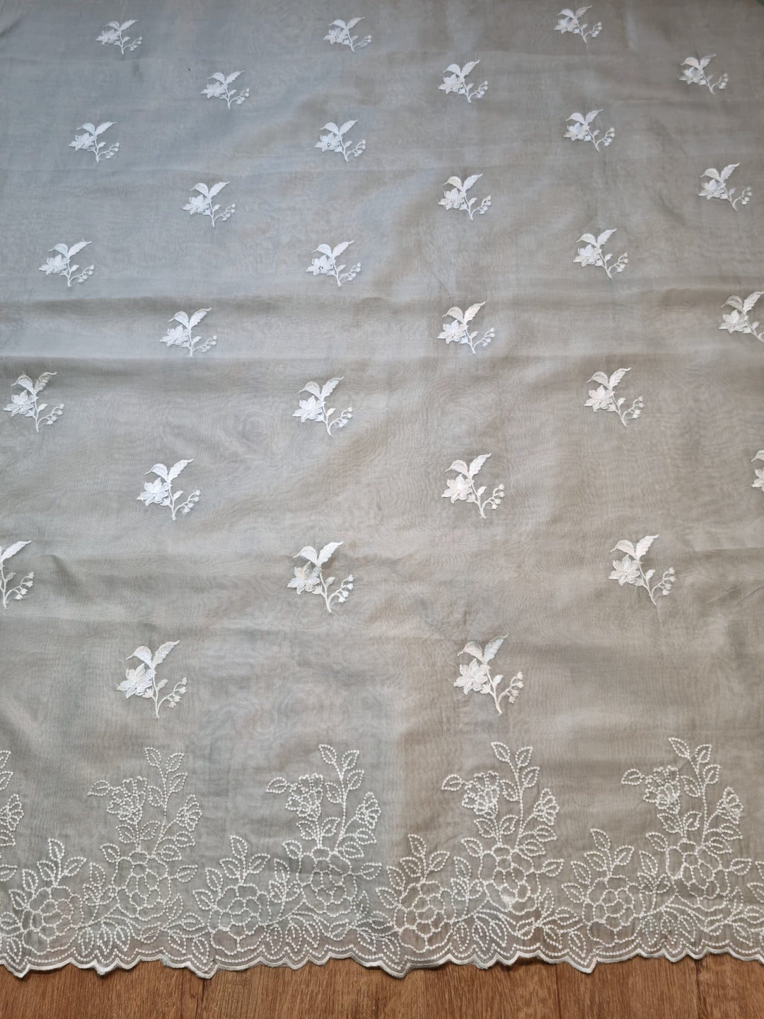 Pure Organza silk Embroidery & Cut work unstitched Suit