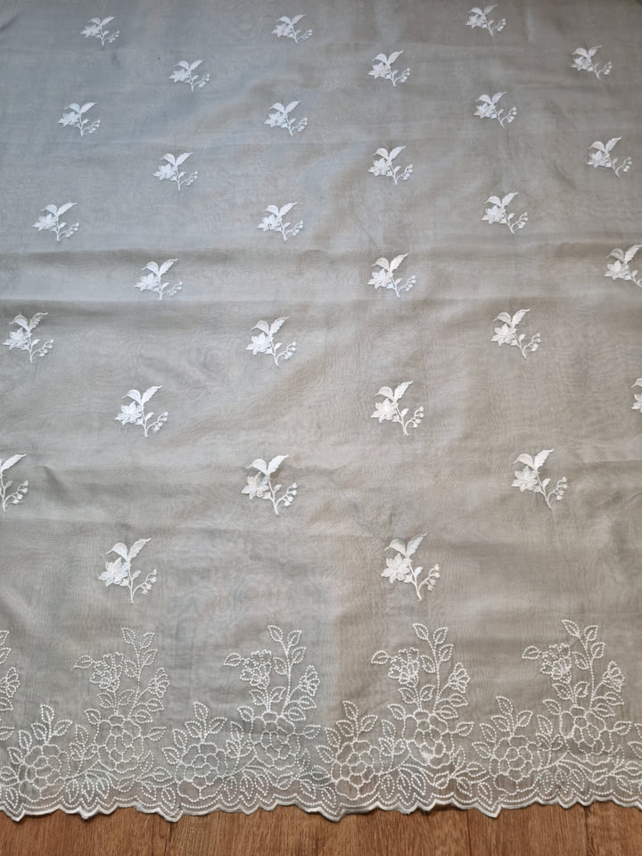 Pure Organza silk Embroidery & Cut work unstitched Suit