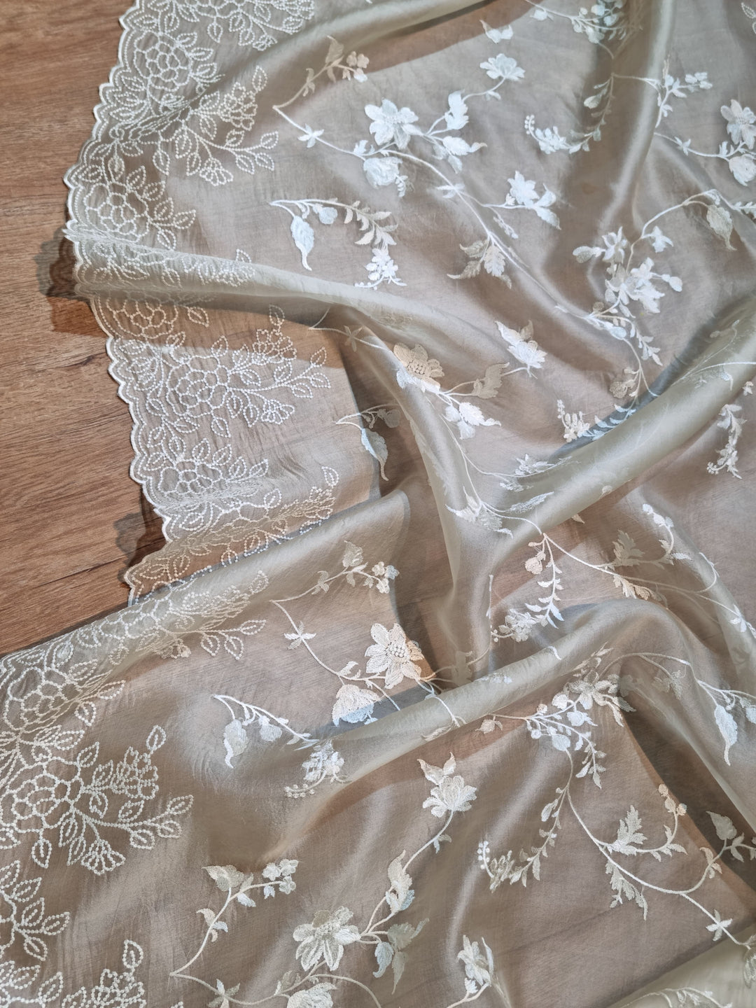 Pure Organza silk Embroidery & Cut work unstitched Suit