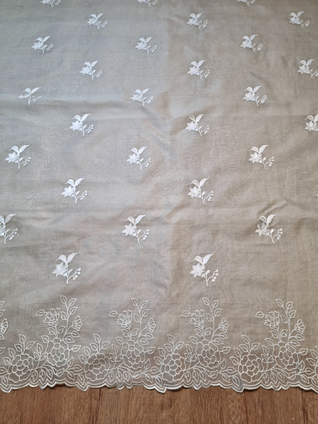 Pure Organza silk Embroidery & Cut work unstitched Suit