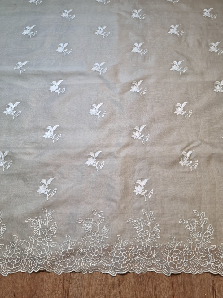 Pure Organza silk Embroidery & Cut work unstitched Suit