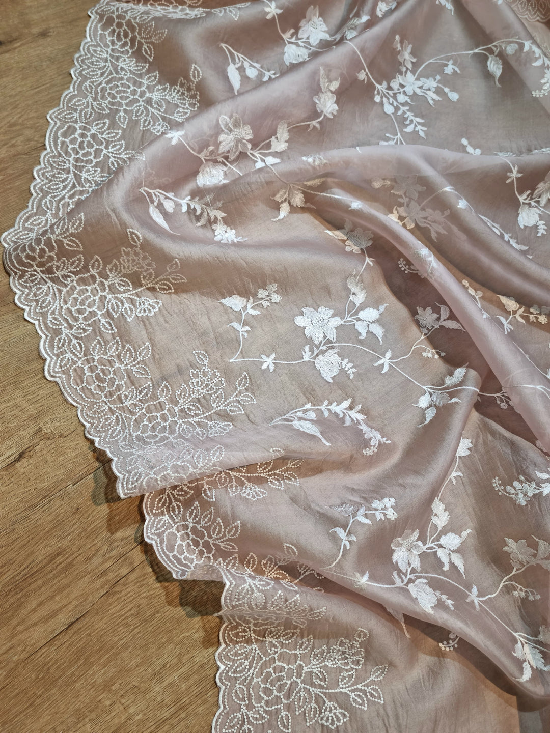 Pure Organza silk Embroidery & Cut work unstitched Suit