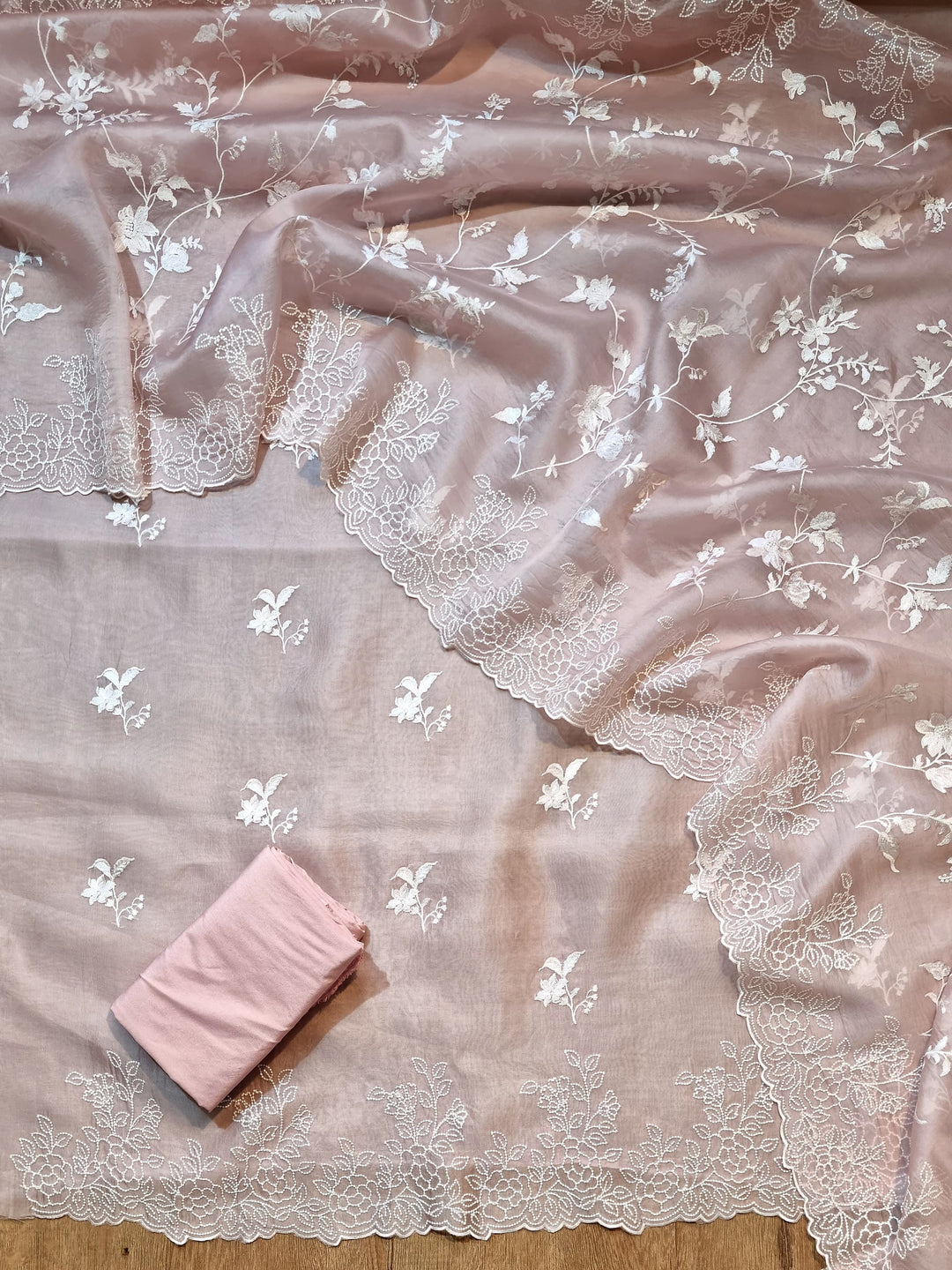 Pure Organza silk Embroidery & Cut work unstitched Suit