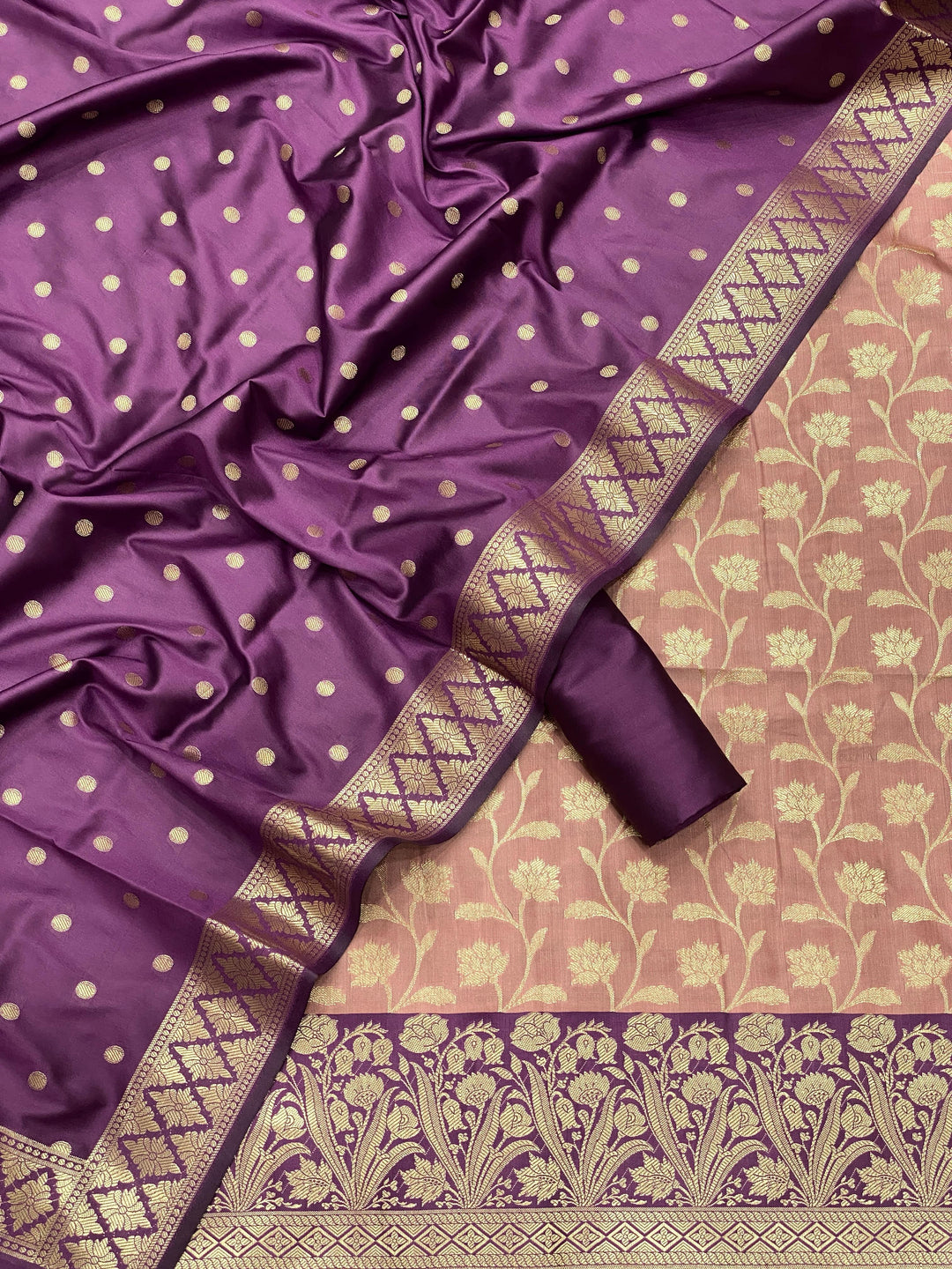 Pure Banarasi Silk Double Zari Weaved Unstitched Suit