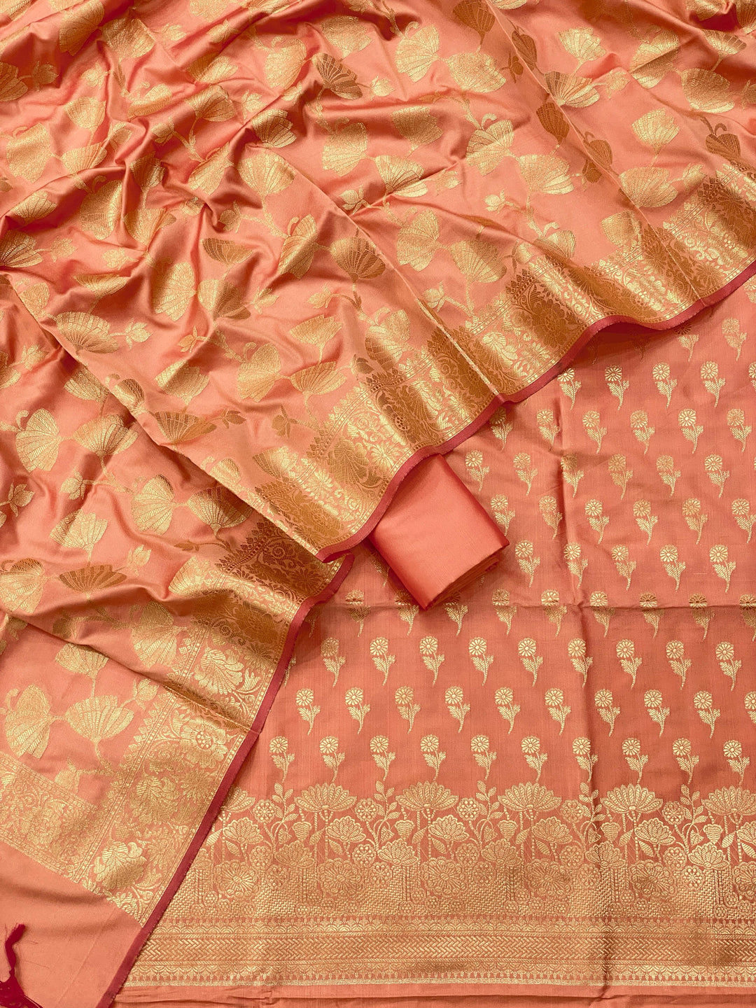 Pure Banarasi Silk Double Zari Weaved Unstitched Suit