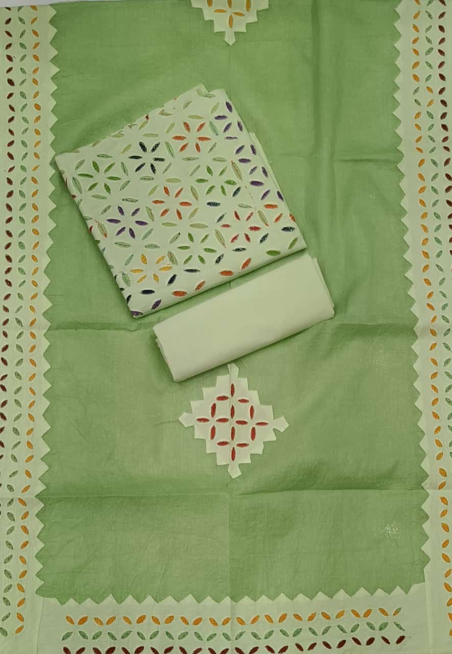 Pure Cotton Applique cutwork suit with Suzani Embroidery Work