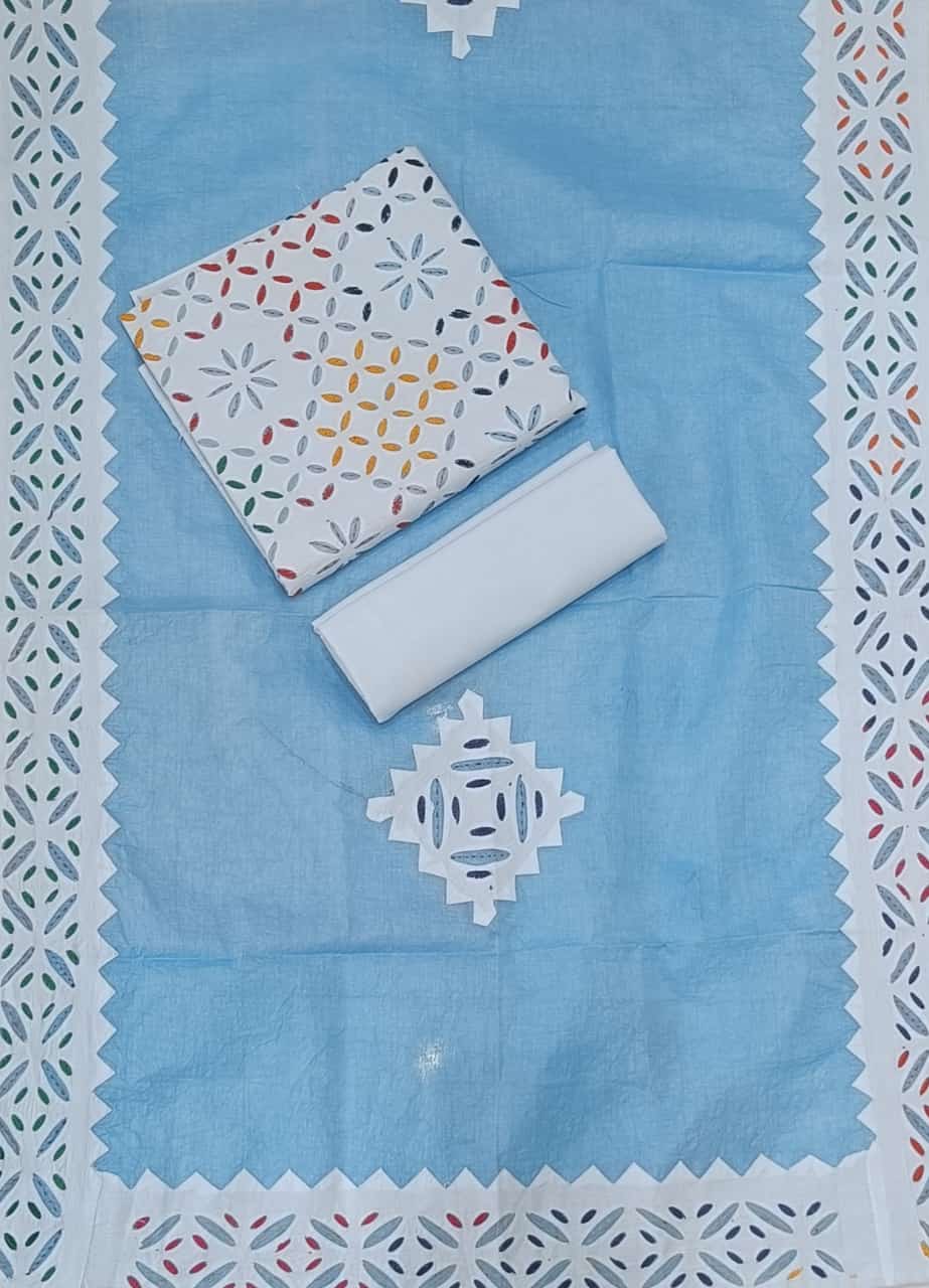 Pure Cotton Applique cutwork suit with Suzani Embroidery Work
