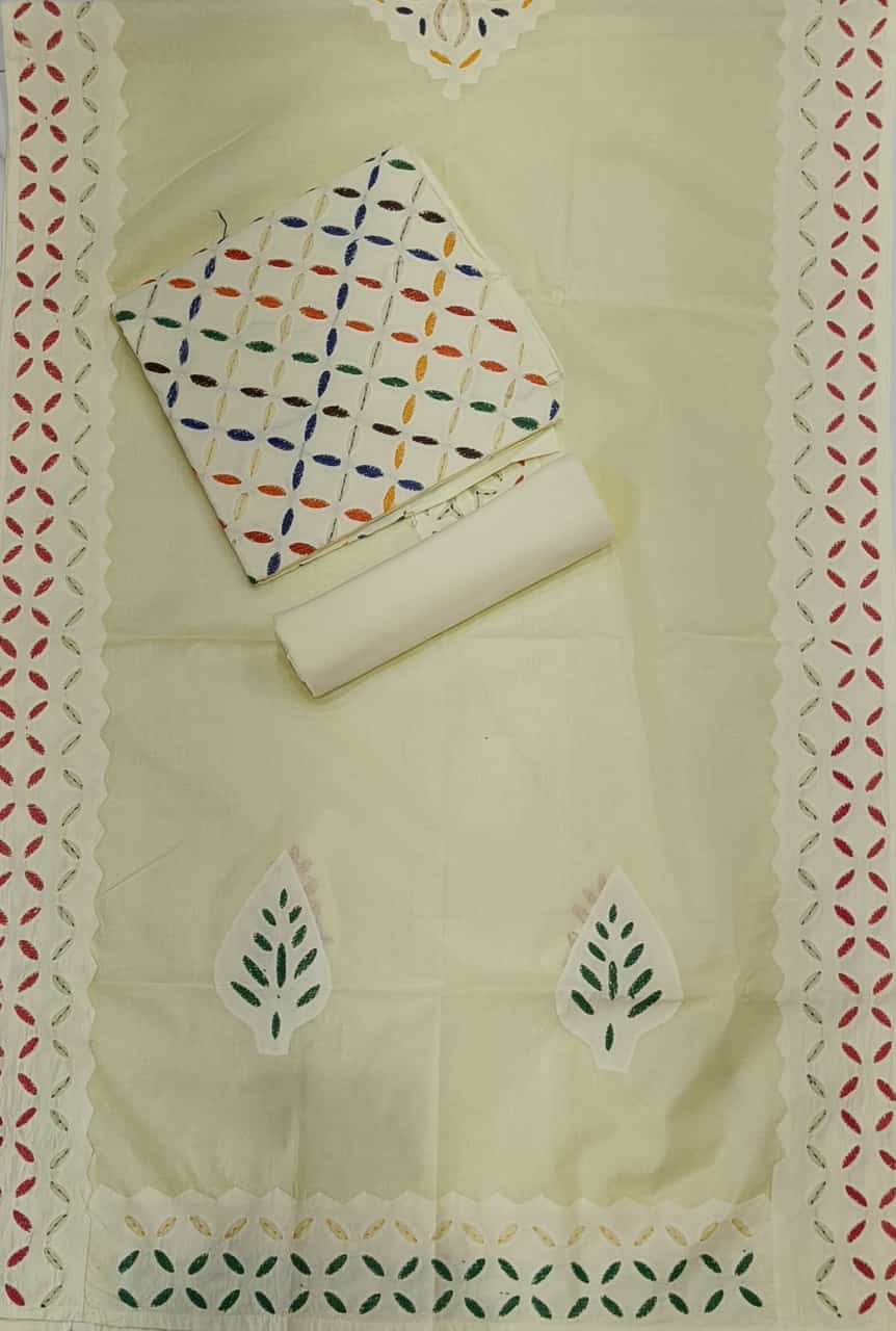 Pure Cotton Applique cutwork suit with Suzani Embroidery Work