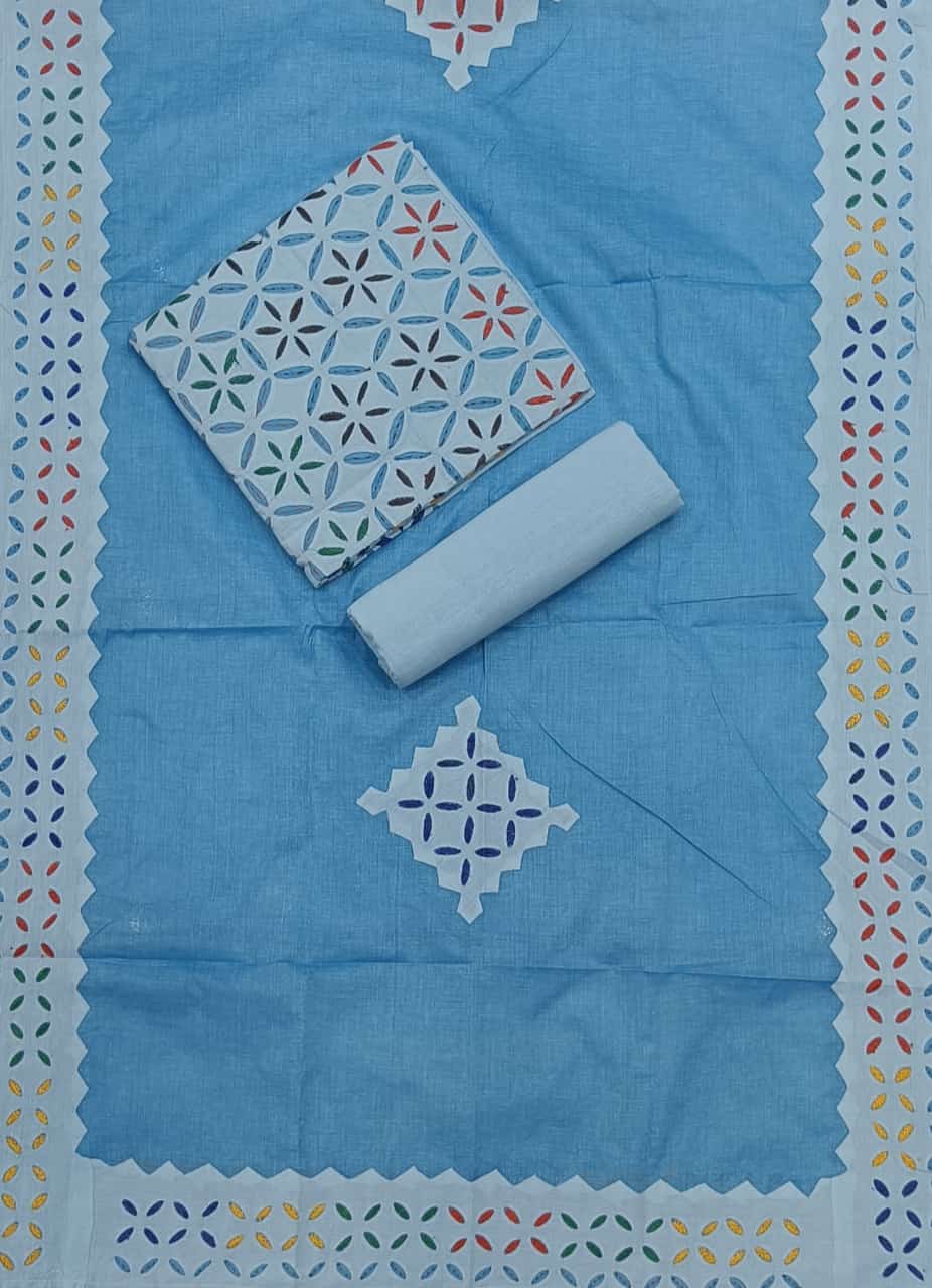 Pure Cotton Applique cutwork suit with Suzani Embroidery Work