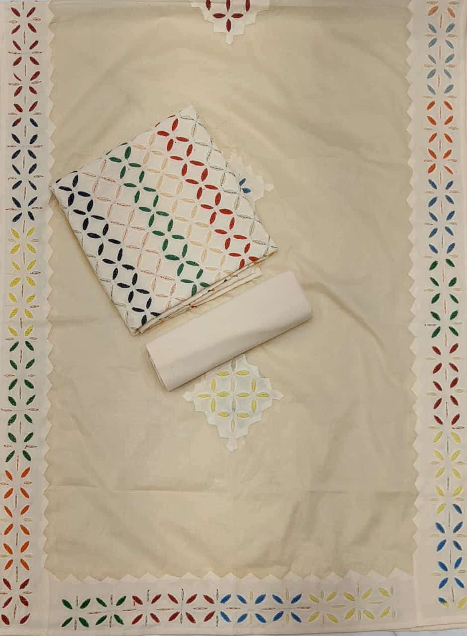 Pure Cotton Applique cutwork suit with Suzani Embroidery Work
