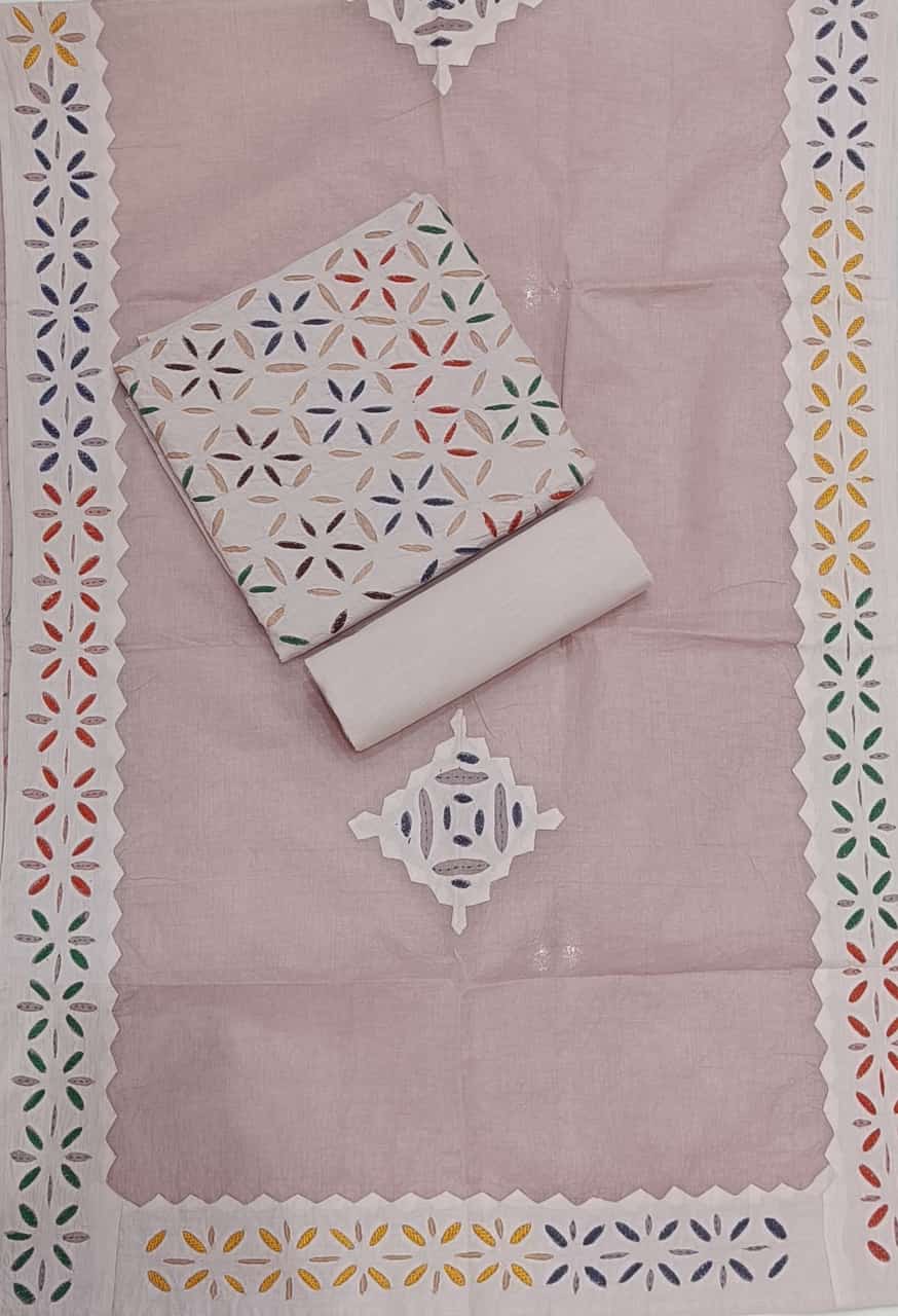Pure Cotton Applique cutwork suit with Suzani Embroidery Work