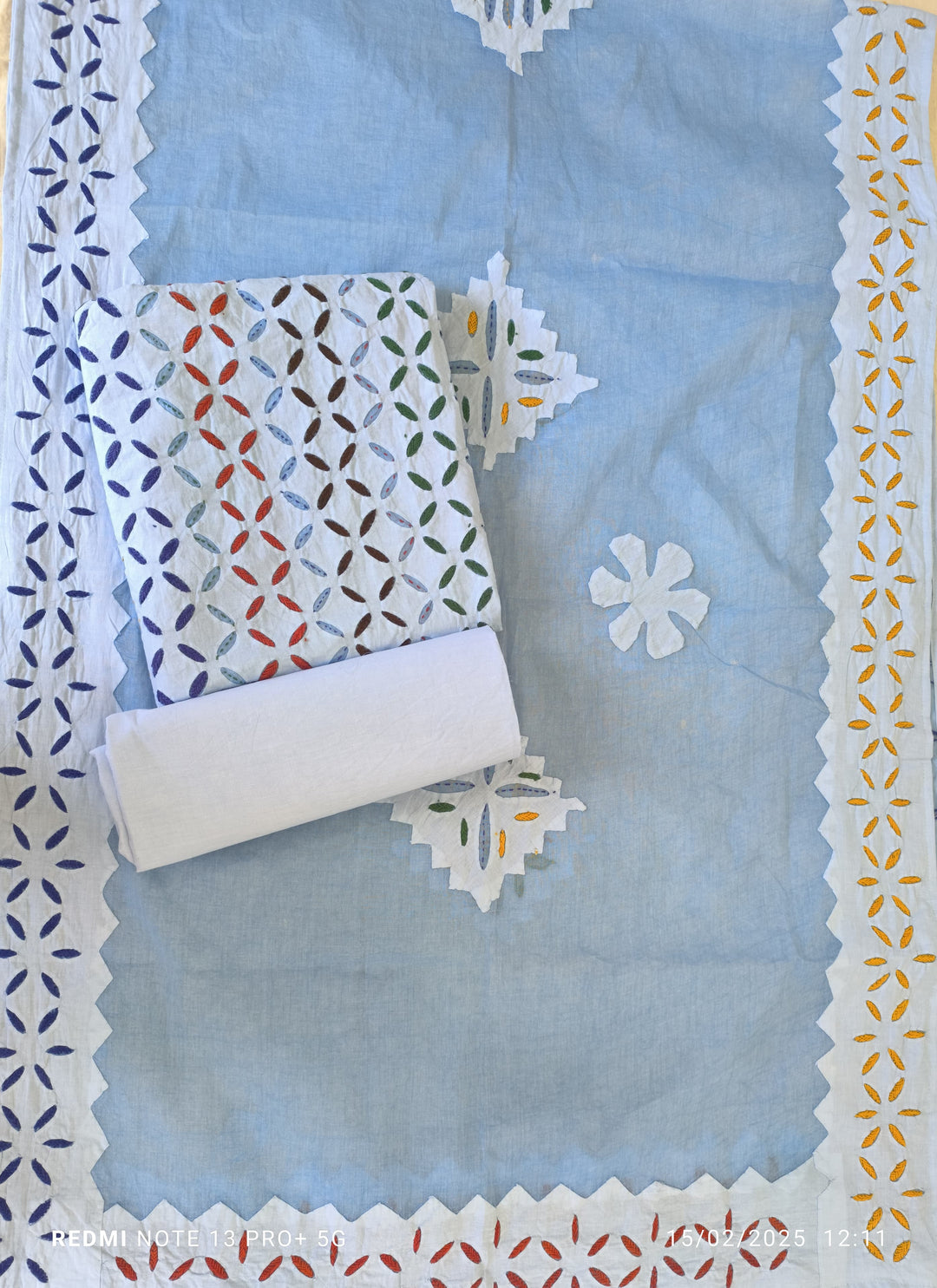 Pure Cotton Applique cutwork suit with Suzani Embroidery Work