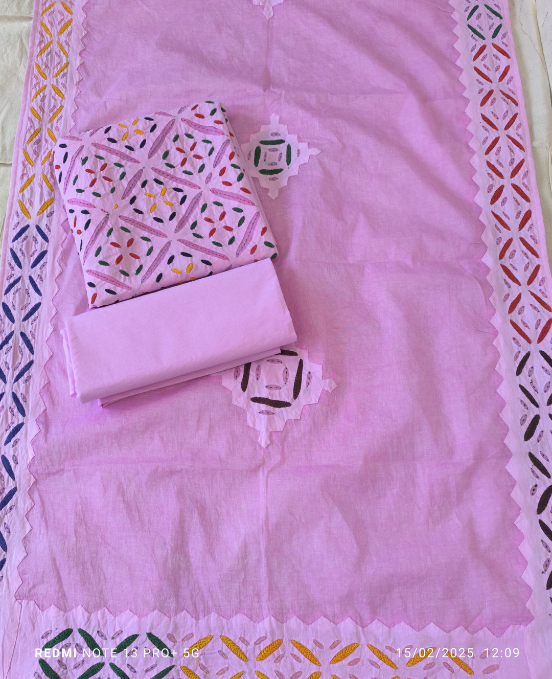 Pure Cotton Applique cutwork suit with Suzani Embroidery Work