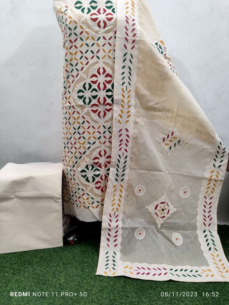 Pure Cotton Applique cutwork suit with Suzani Embroidery Work