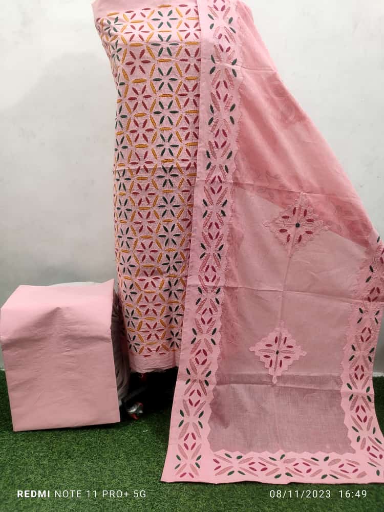 Pure Cotton Applique cutwork suit with Suzani Embroidery Work