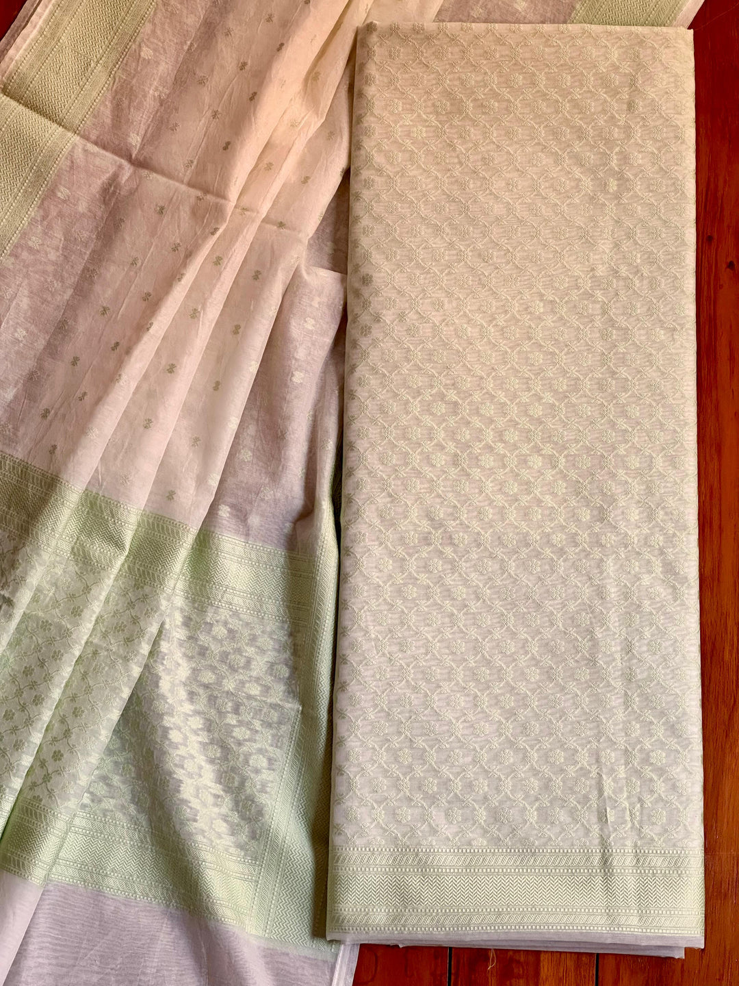 Premium Quality Pure Banarasi Cotton Resham Weaved Unstitched Suit