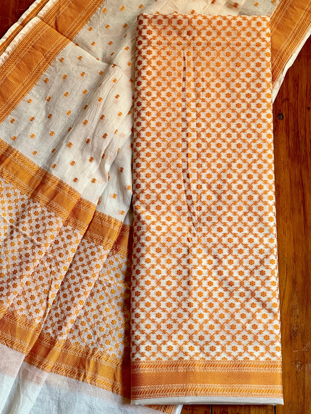 Premium Quality Pure Banarasi Cotton Resham Weaved Unstitched Suit