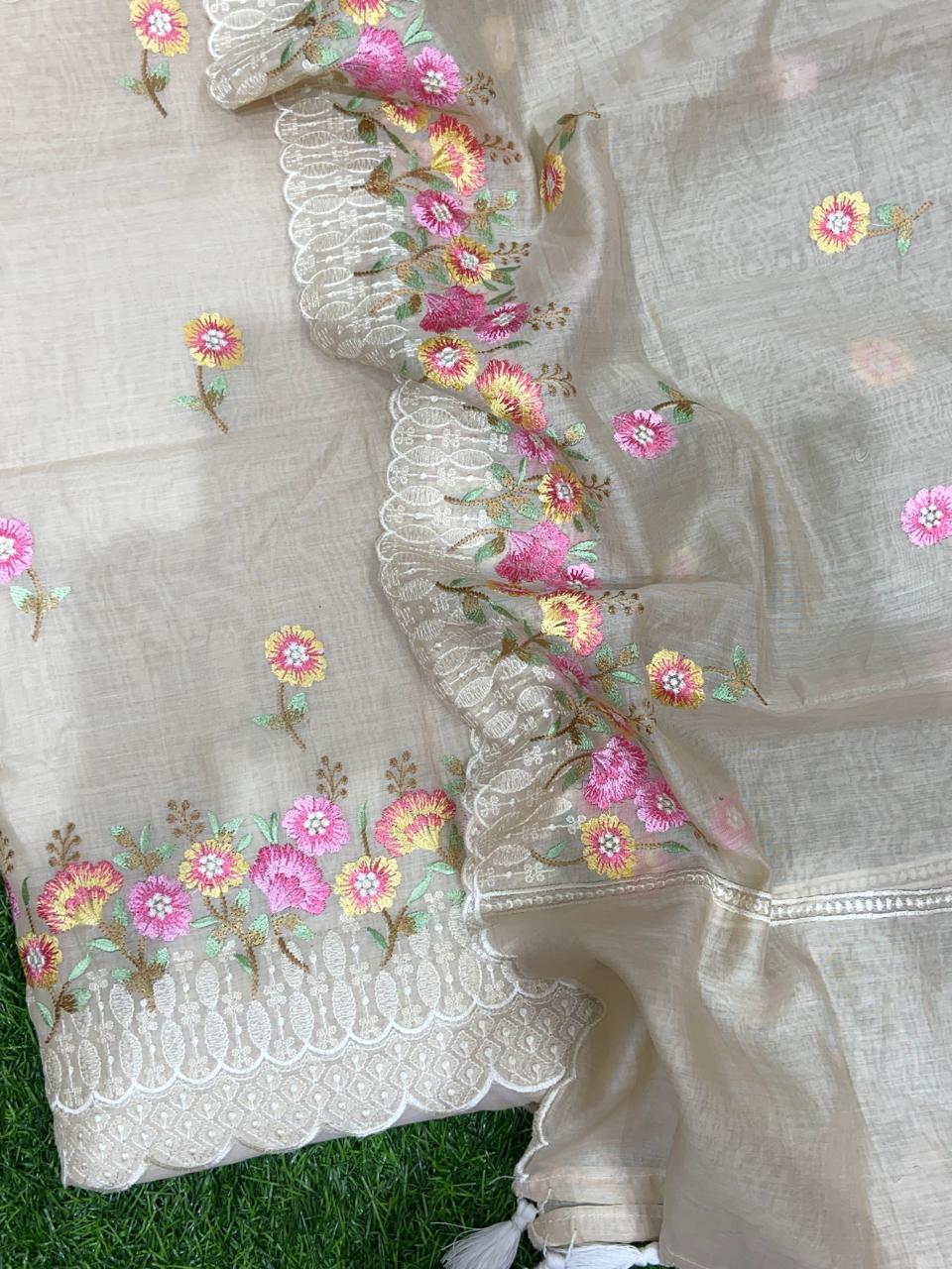 Pure Banarasi Mul Chanderi Silk Unstitched Suit