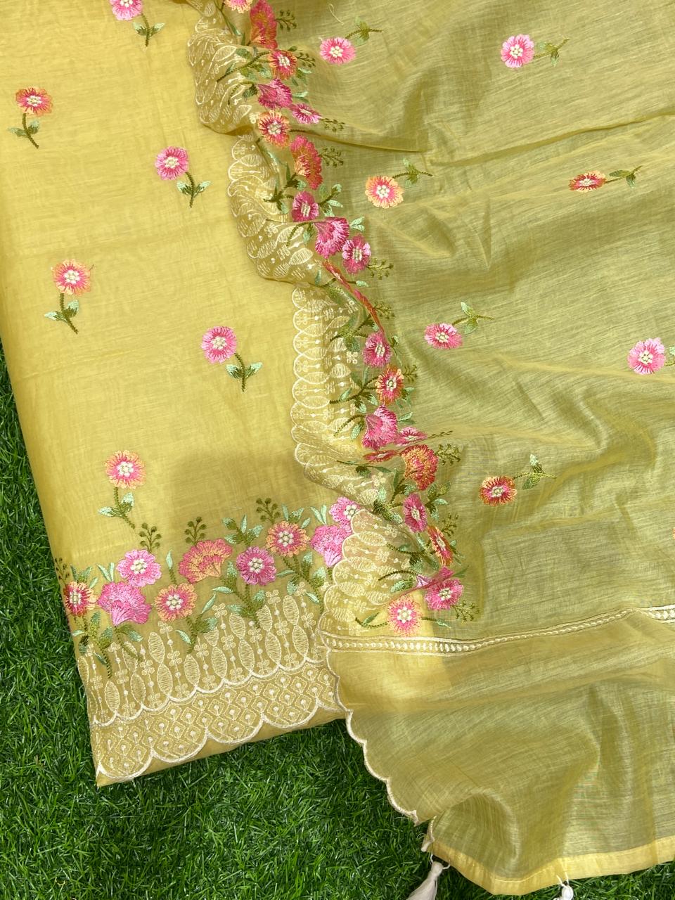 Pure Banarasi Mul Chanderi Silk Unstitched Suit