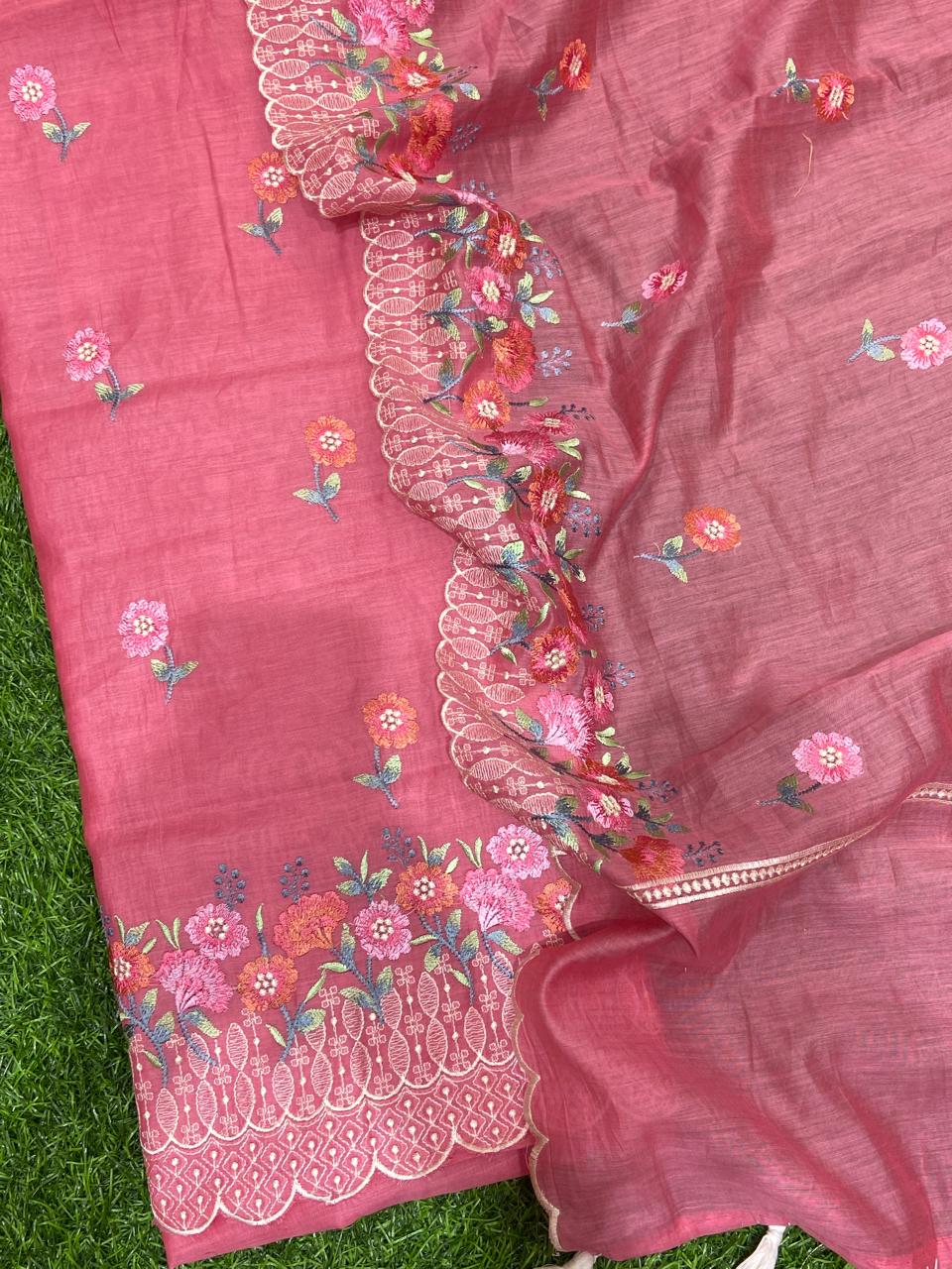 Pure Banarasi Mul Chanderi Silk Unstitched Suit