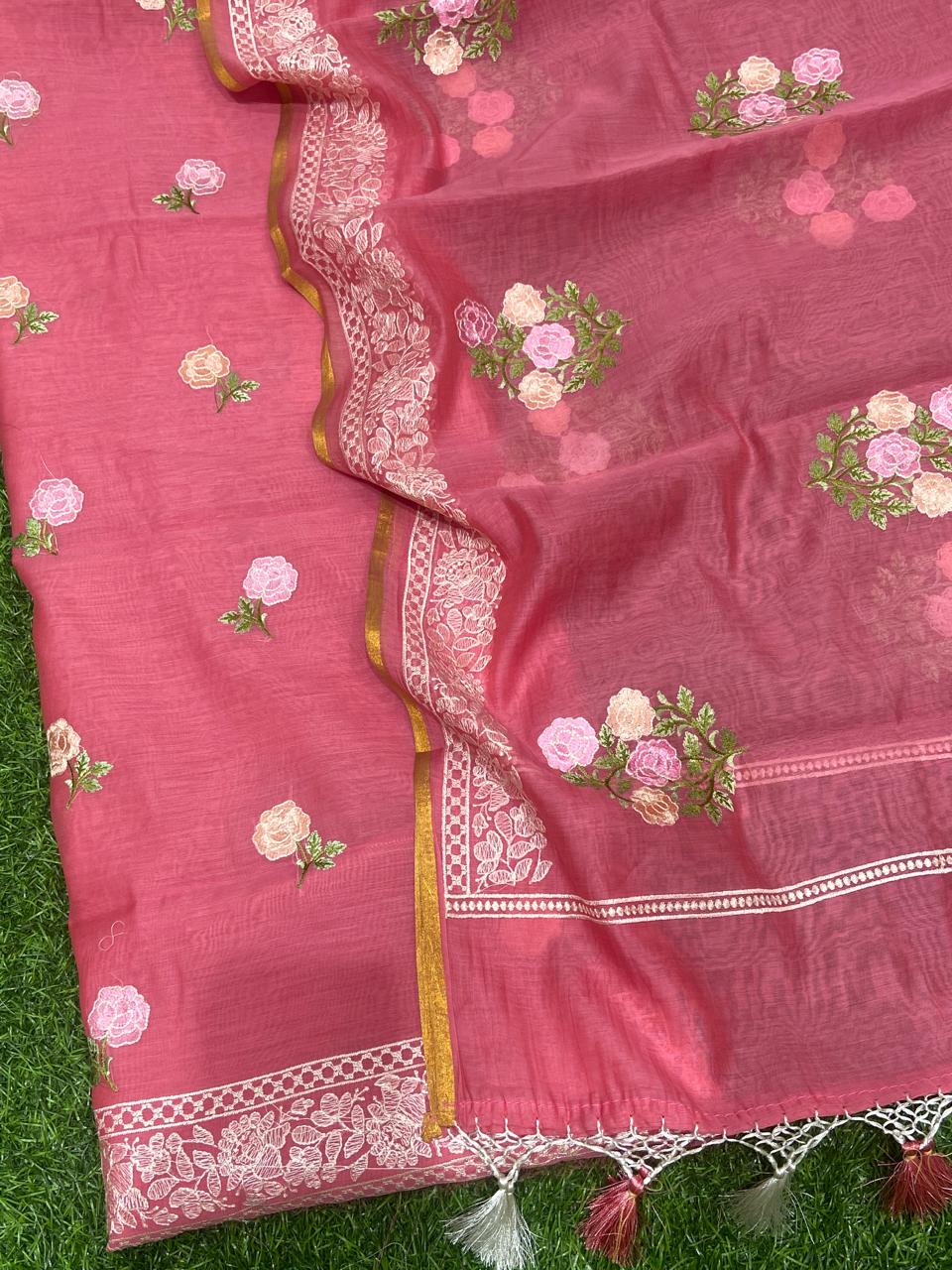 Pure Banarasi Mul Chanderi Silk Unstitched Suit
