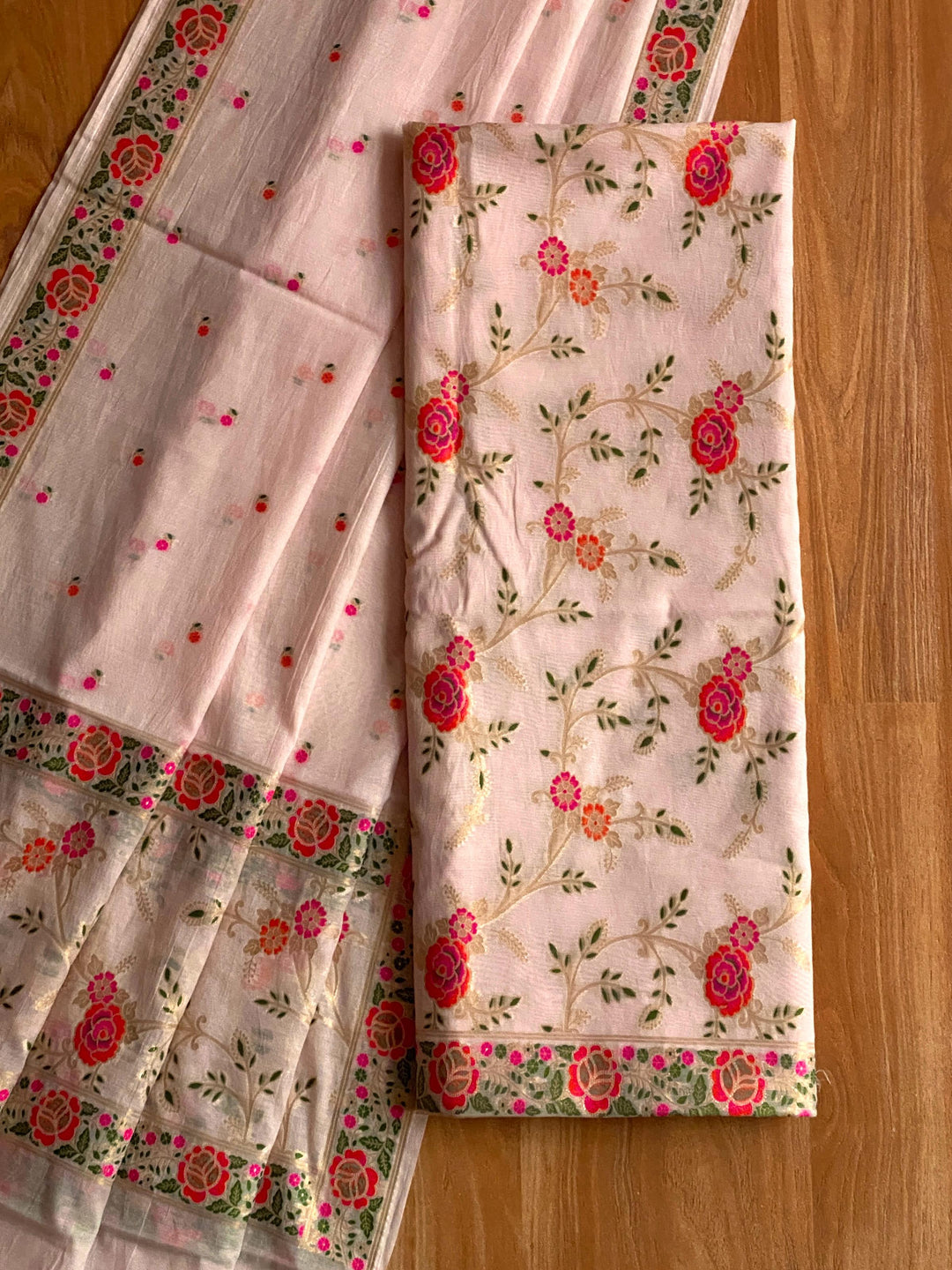 Pure Banarasi Mul Chanderi Tilfi Weaved Unstitched Suit
