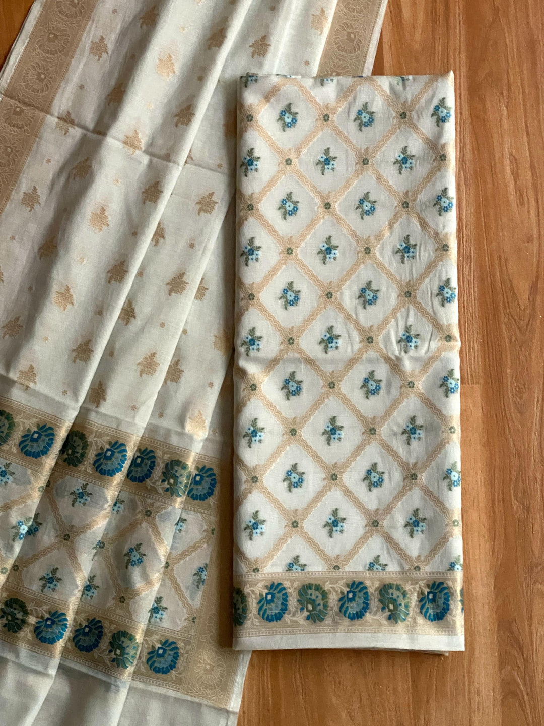 Pure Banarasi Mul Chanderi Tilfi Weaved Unstitched Suit